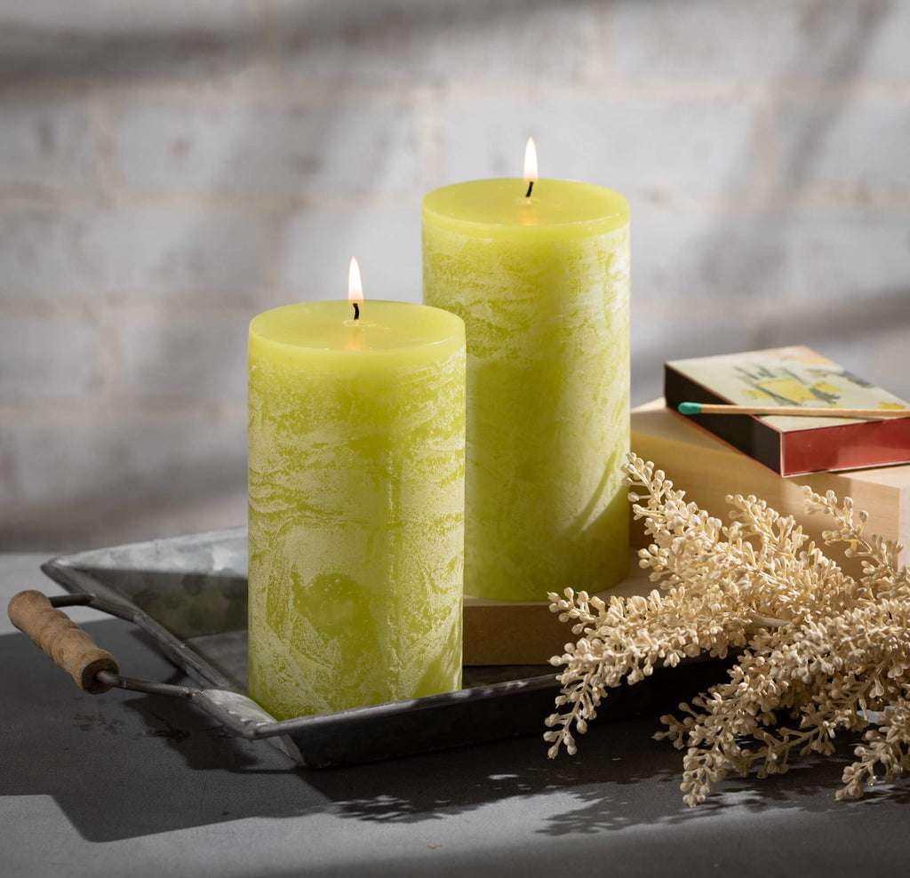 Green Timber Pillar Candle    