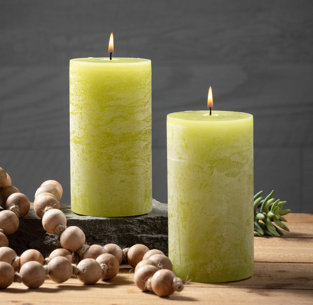 Green Timber Pillar Candle    