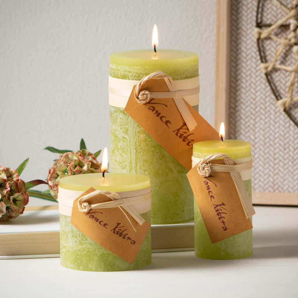 Green Timber Pillar Candle    