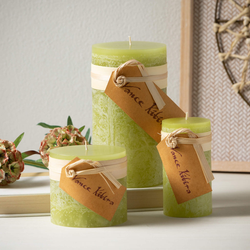 Green Timber Pillar Candle    