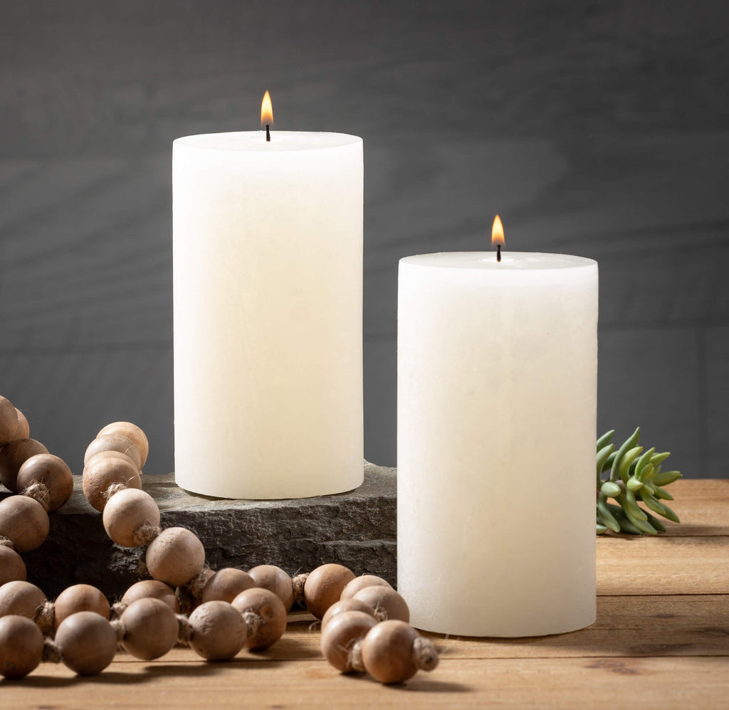 White Timber Pillar Candle    