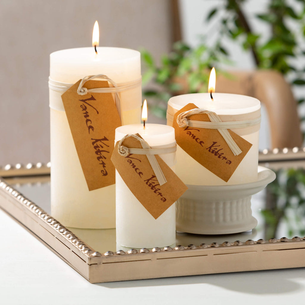 White Timber Pillar Candle    