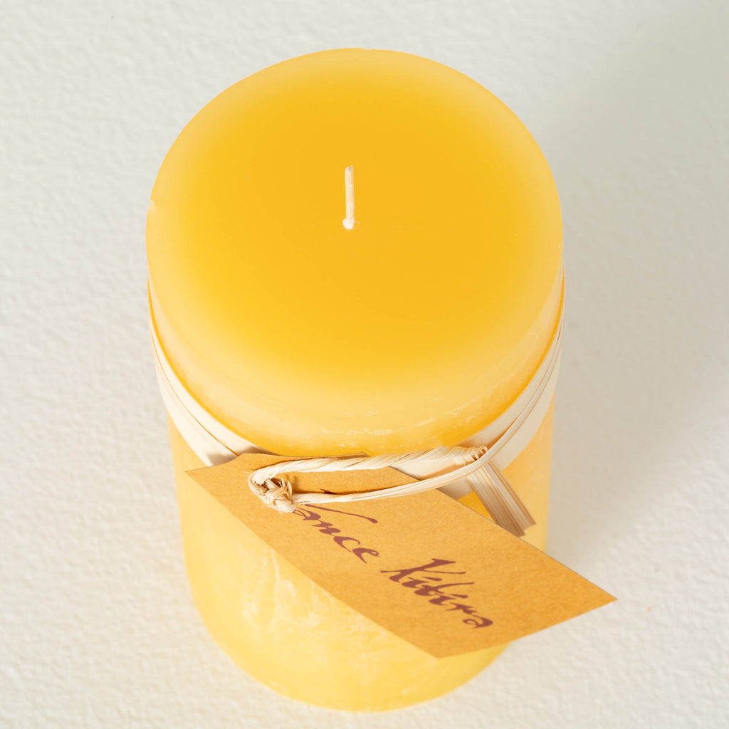 Yellow Timber Pillar Candle   