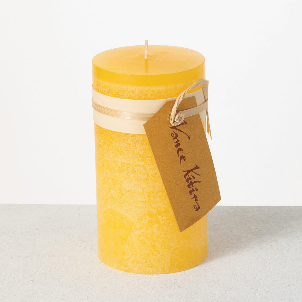 Yellow Timber Pillar Candle   