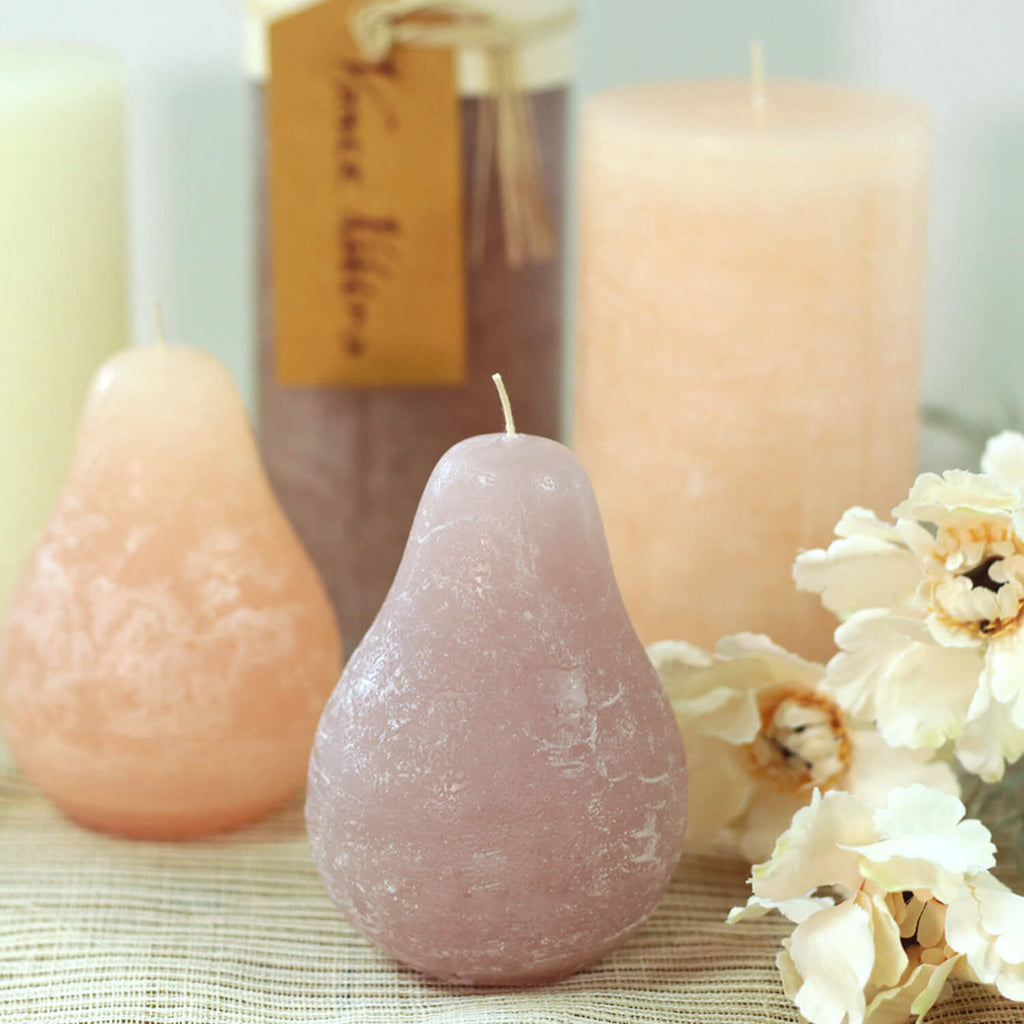 Mauve Timber Pillar Candle    