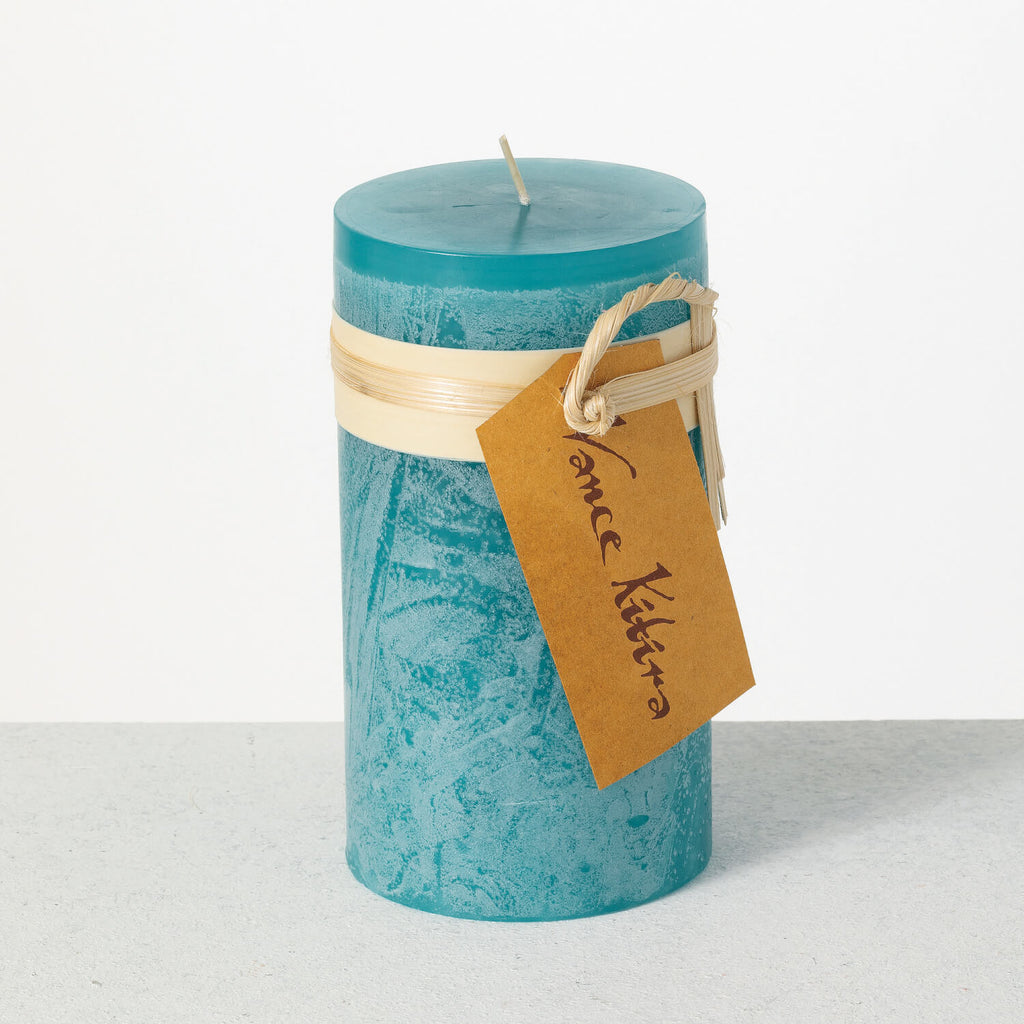 Sea Glass Timber Pillar Candle