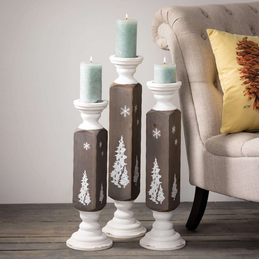 Sage Timber Pillar Candle     