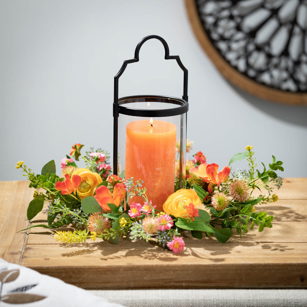 Orange Timber Pillar Candle   