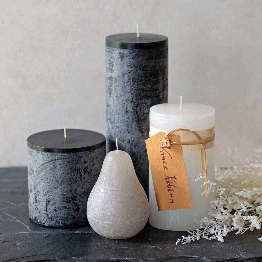 Distressed Black Pillar Candle