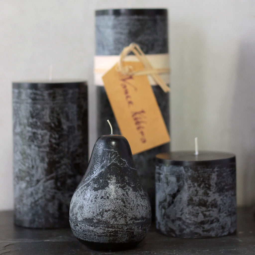 Distressed Black Pillar Candle