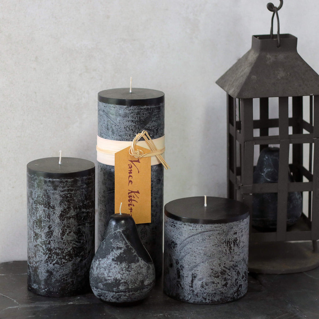 Distressed Black Pillar Candle