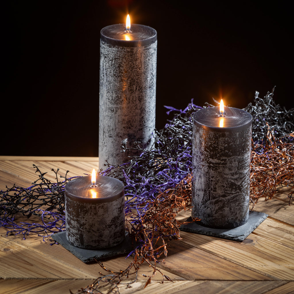 Distressed Black Pillar Candle