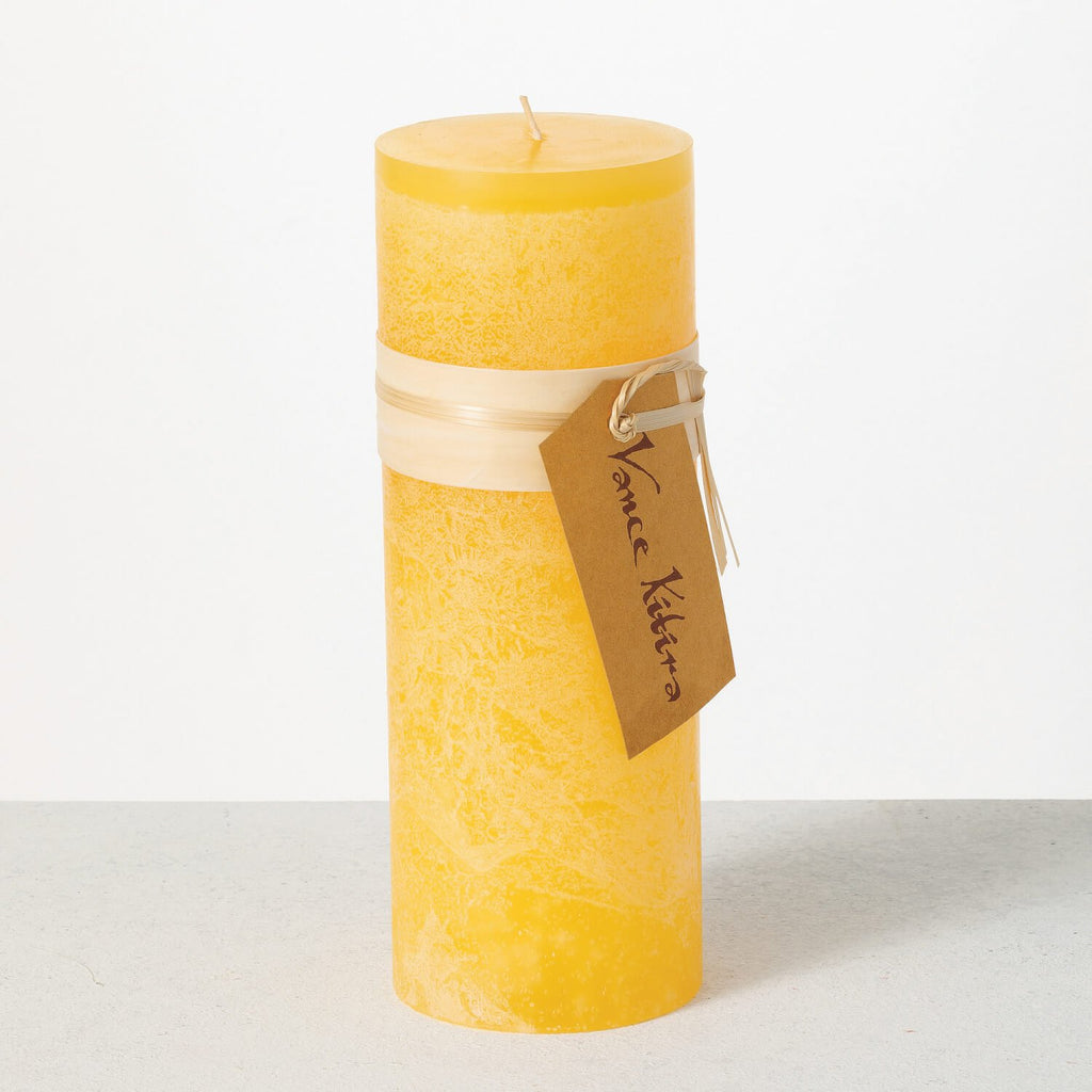 Yellow Timber Pillar Candle   