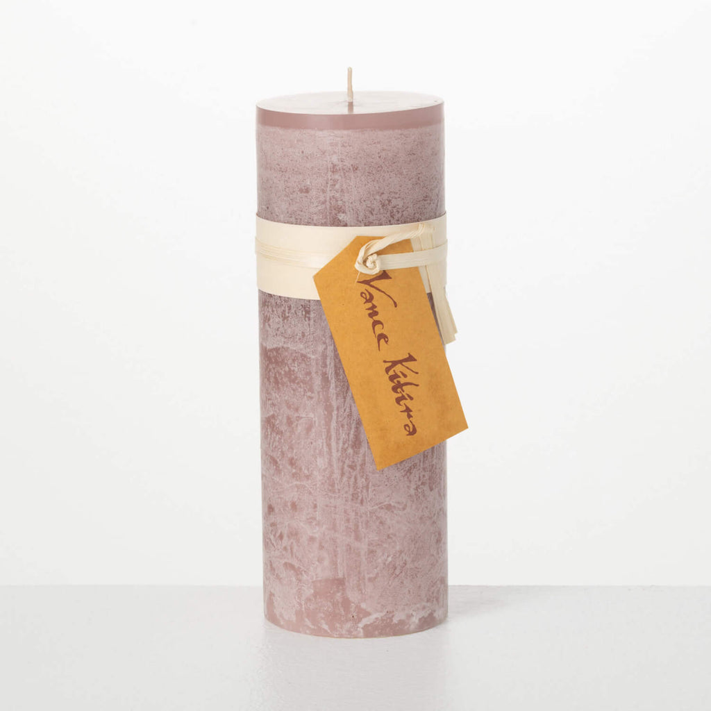 Mauve Timber Pillar Candle    