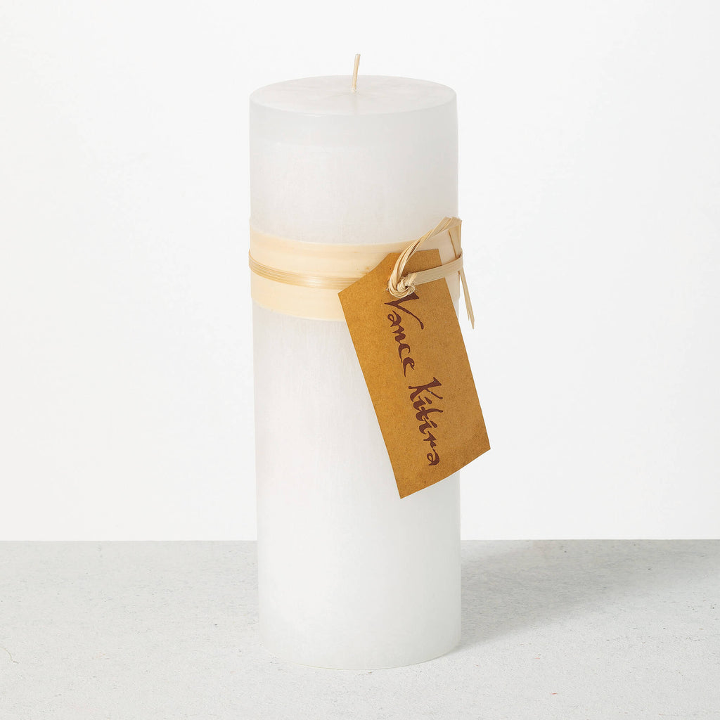 White Timber Pillar Candle    