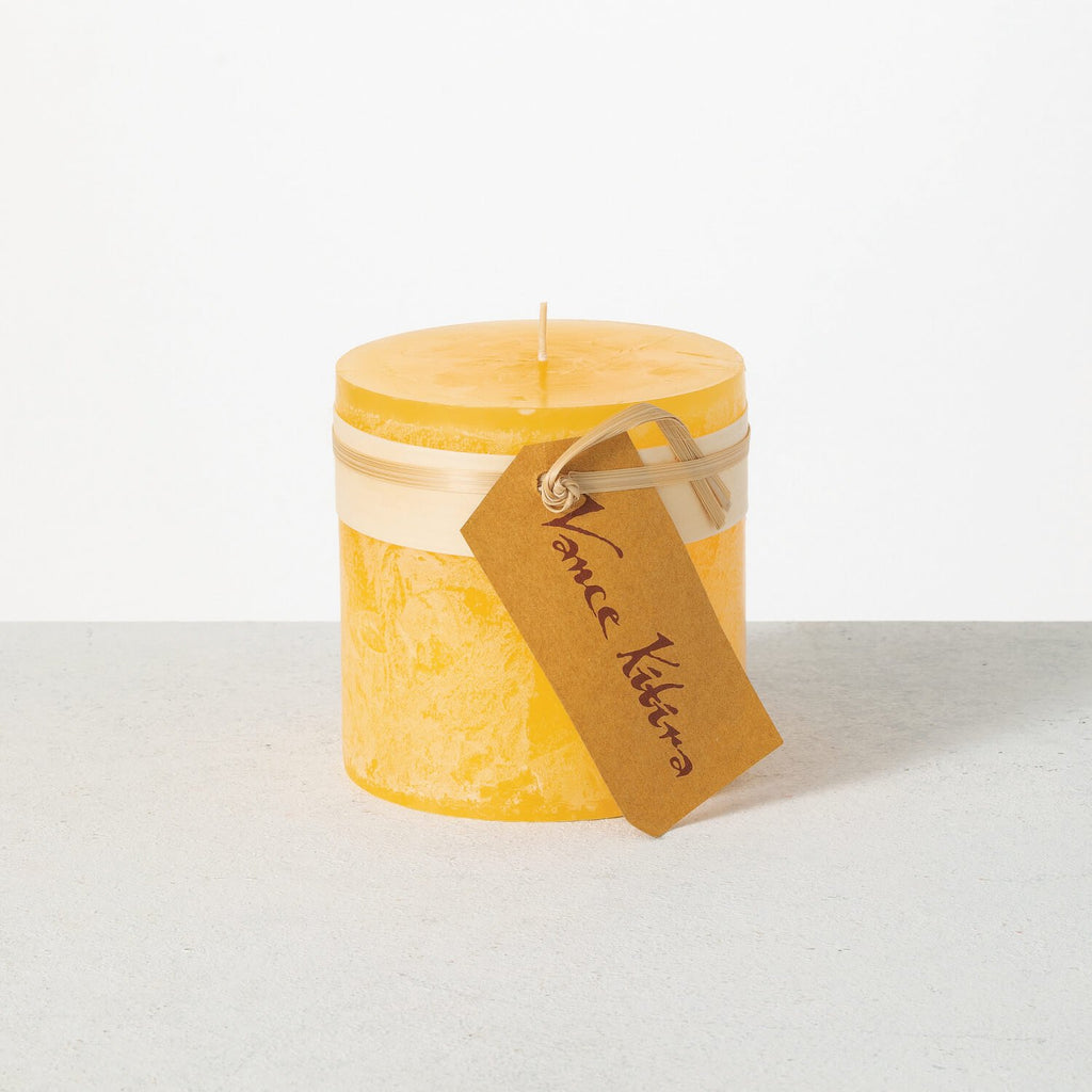 Yellow Timber Pillar Candle   