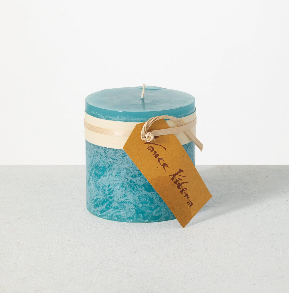 Sea Glass Timber Pillar Candle