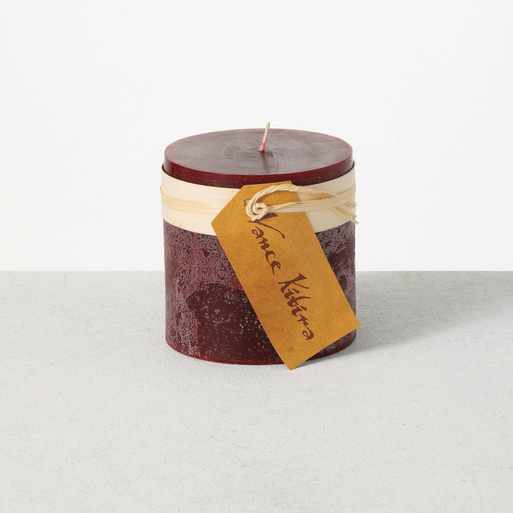 Wine Timber Pillar Candle     