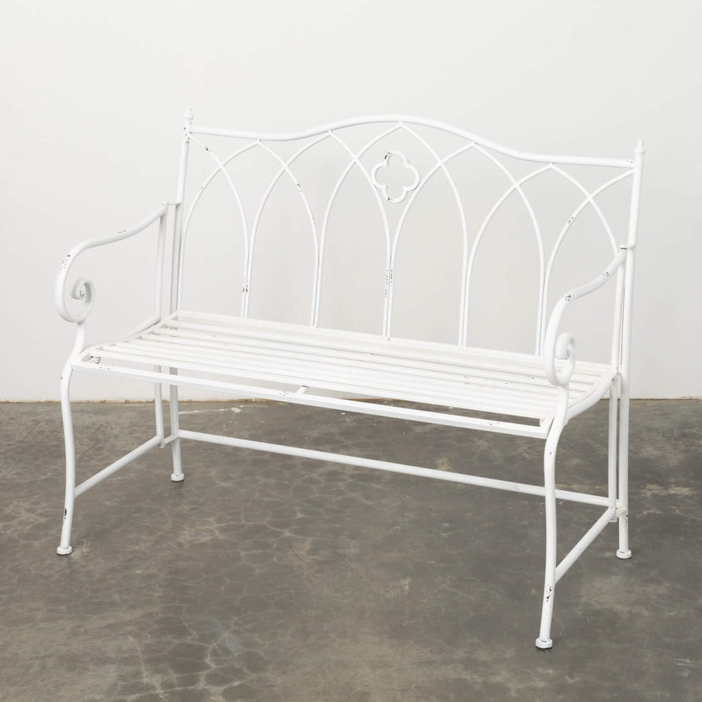 White Metal Garden Bench      