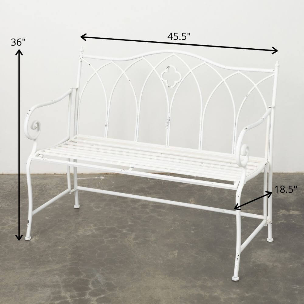 White Metal Garden Bench      