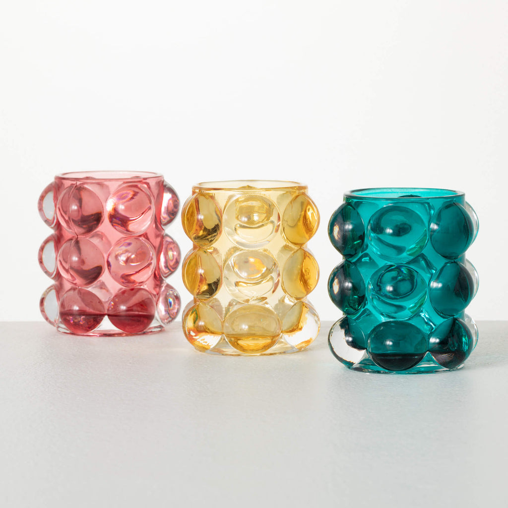 Bubble Texture Glass Votives  