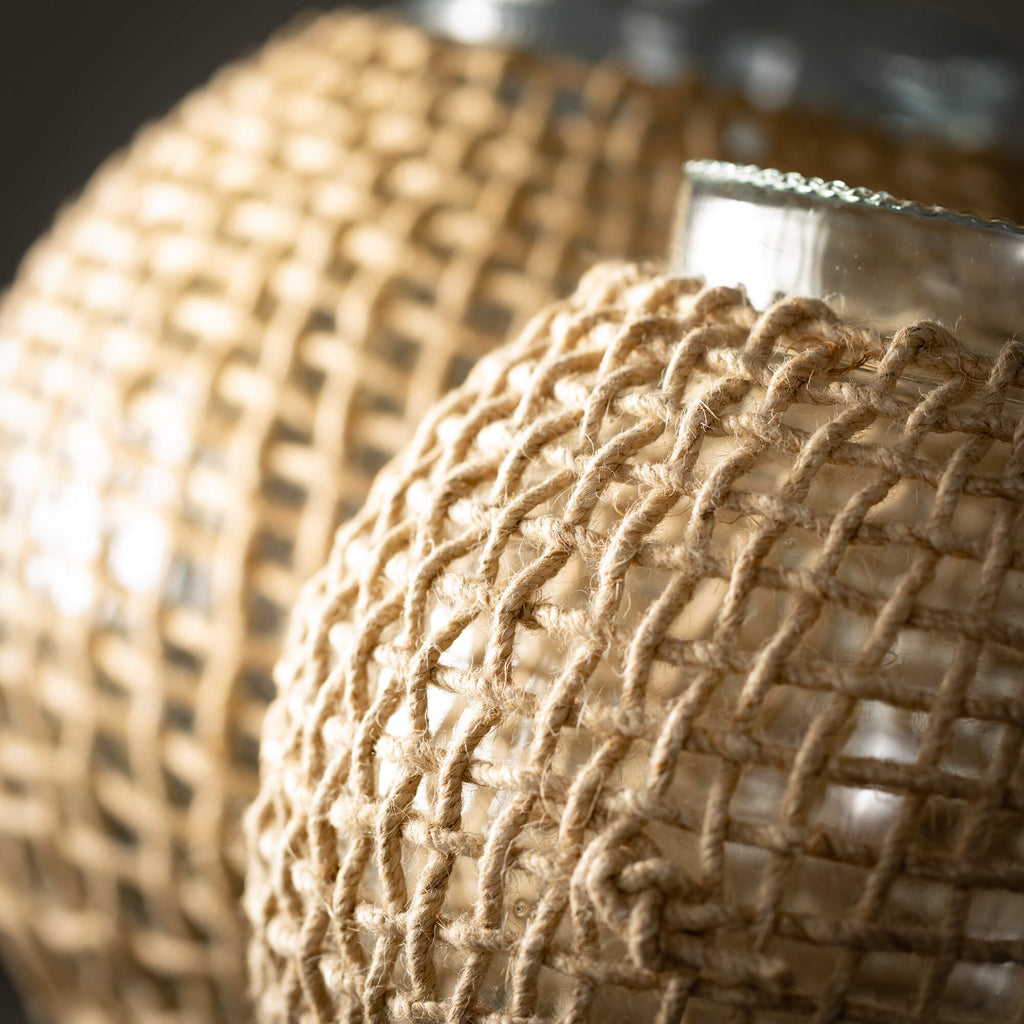 Woven Rattan Glass Sphere Set 