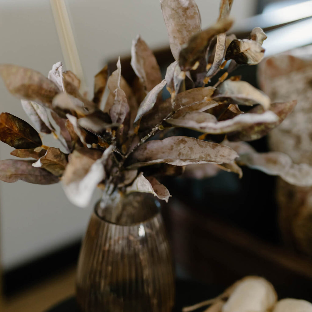 Ribbed Amber Glass Vase       