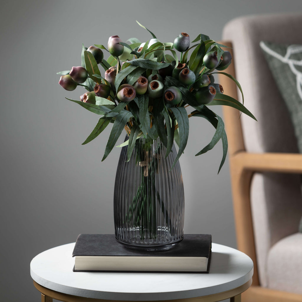 Ribbed Black Vase             