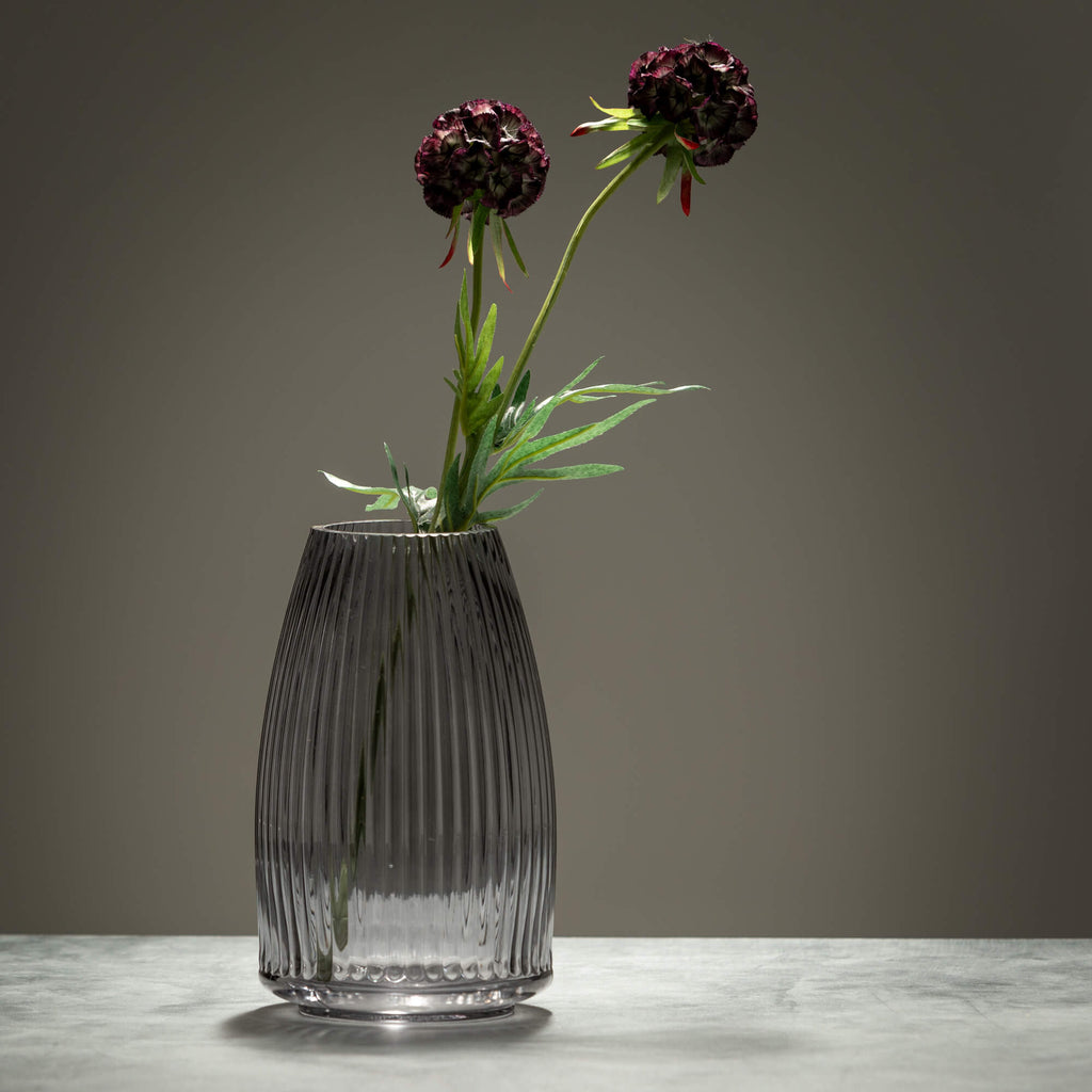 Ribbed Black Vase             