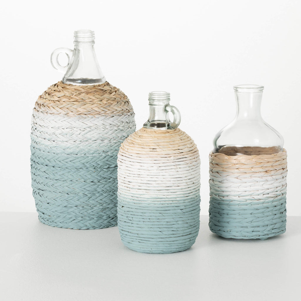 Wrapped Glass Vase Set Of 3   