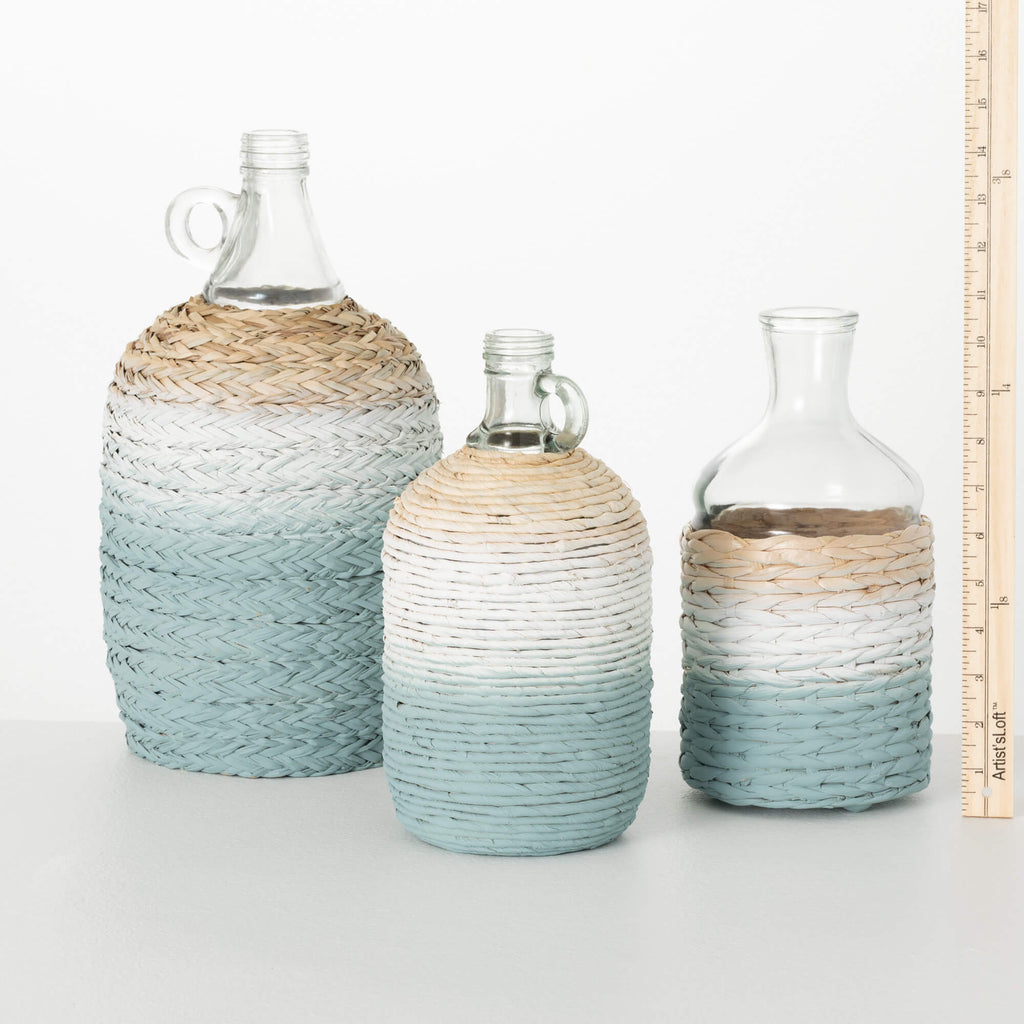 Wrapped Glass Vase Set Of 3   