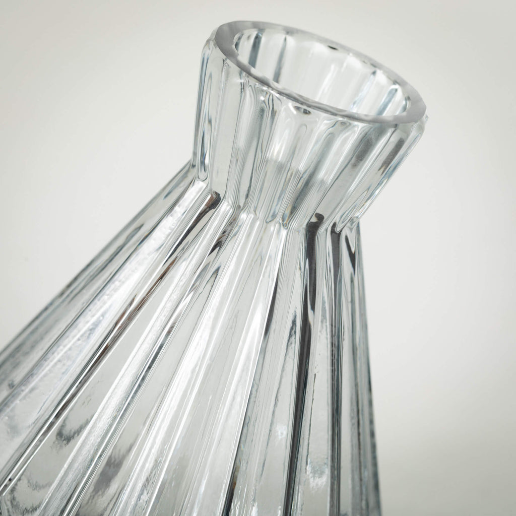 Gray Ribbed Glass Vase        