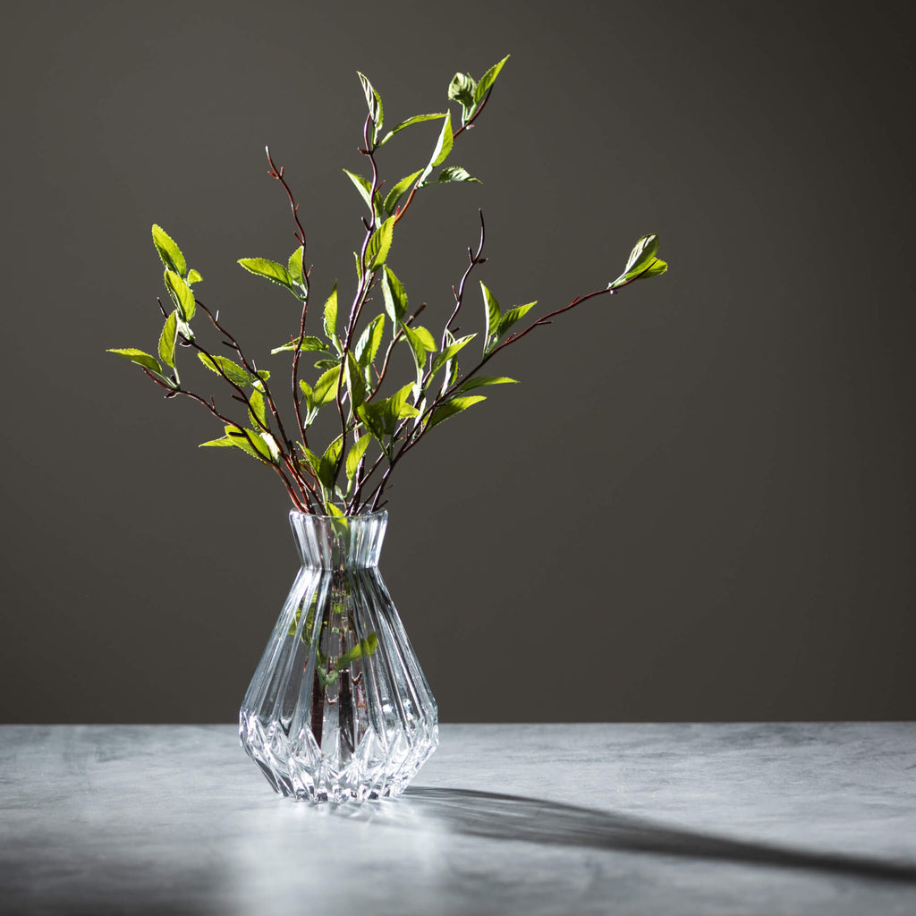 Gray Ribbed Glass Vase        