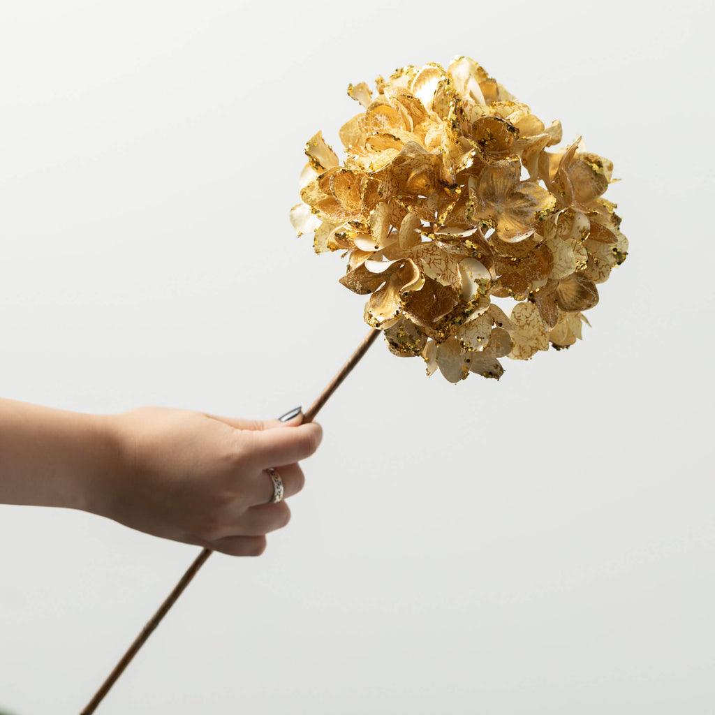 Metallic Gold Hydrangea Stem  