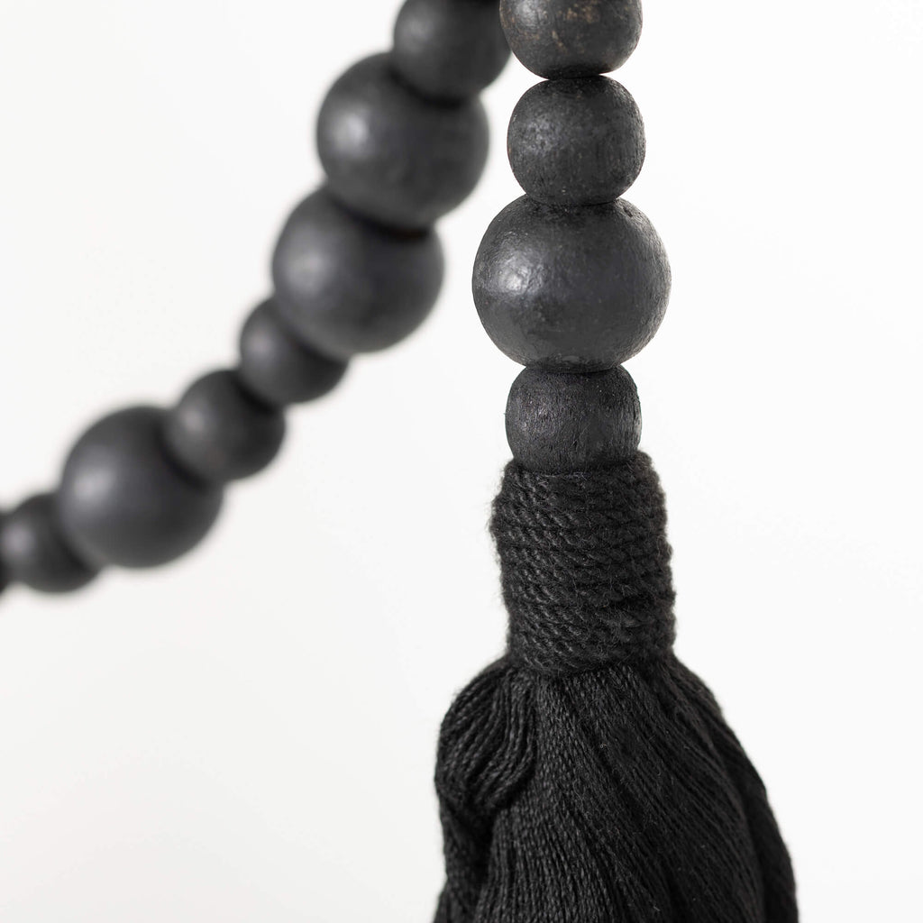 Black Tassel Wood Bead Garland