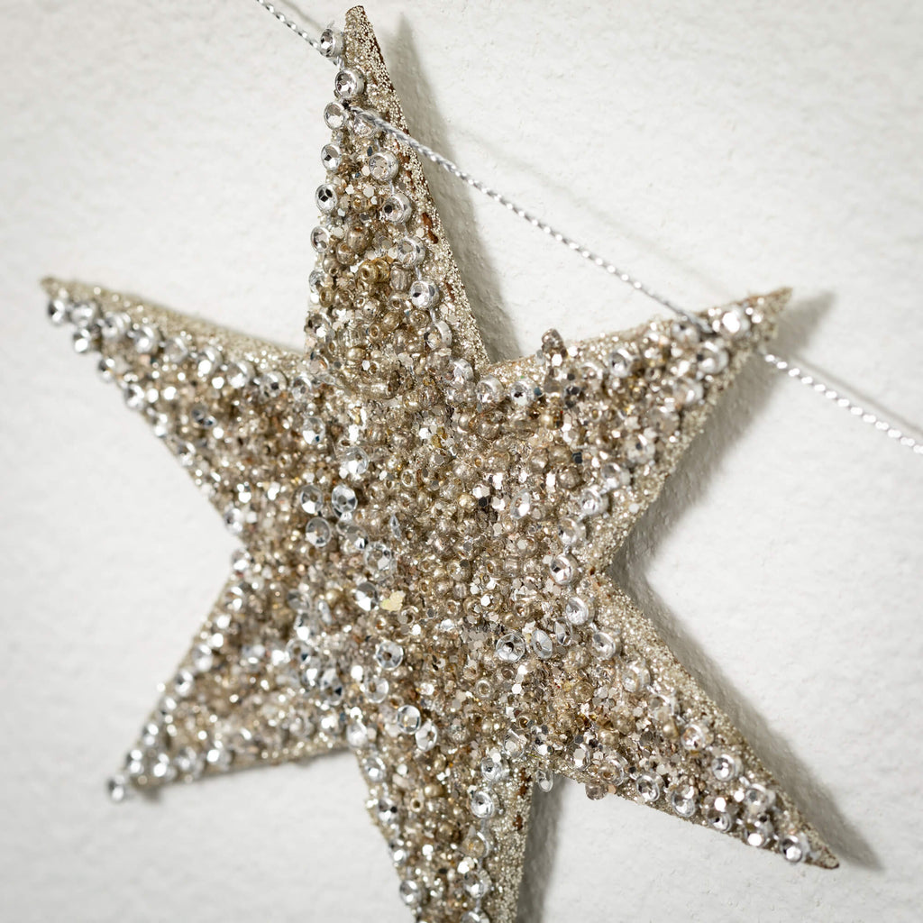 Silver Glitter Star Garland   