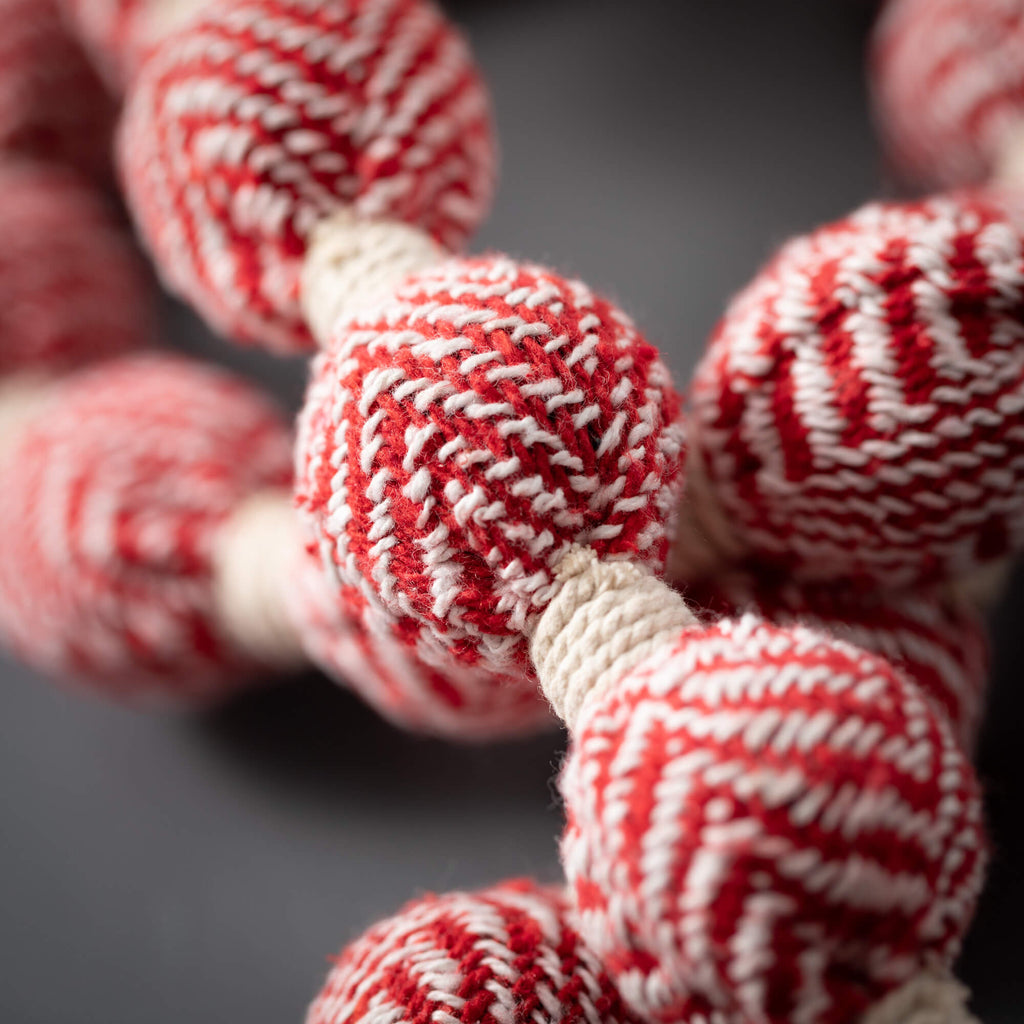 Red Herringbone Ball Garland  