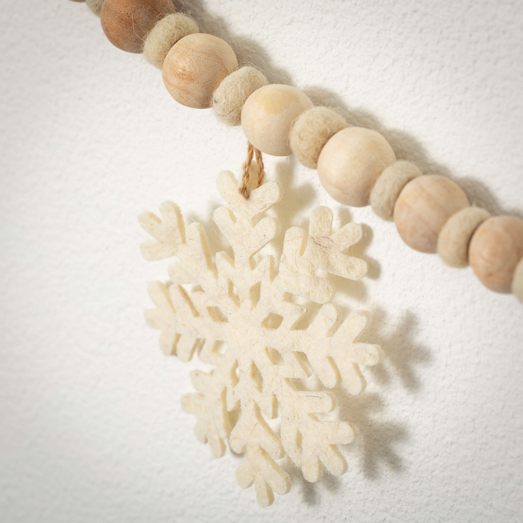 Wood Beaded Snowflake Garland 