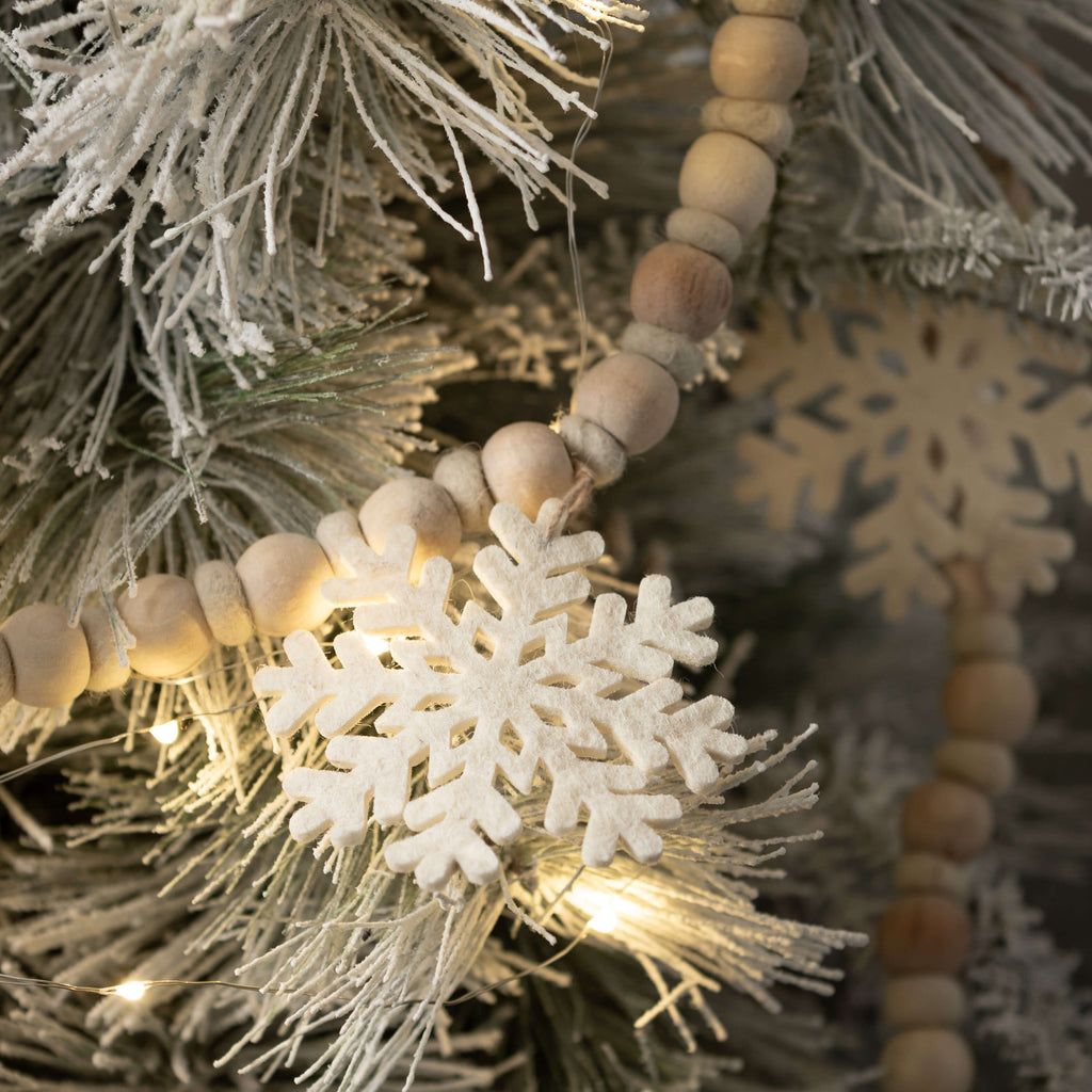 Wood Beaded Snowflake Garland 