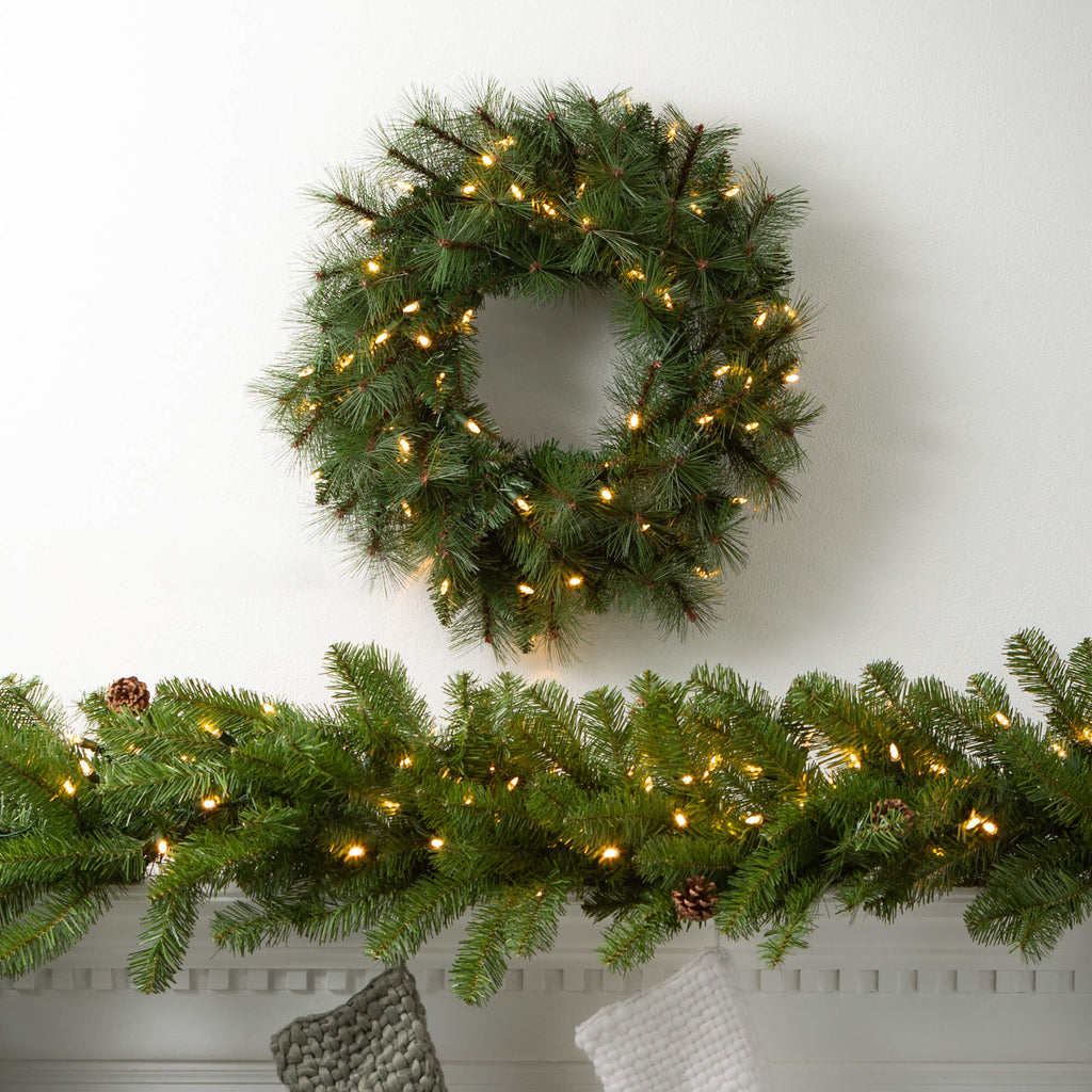 Lit Pine And Cone Garland     