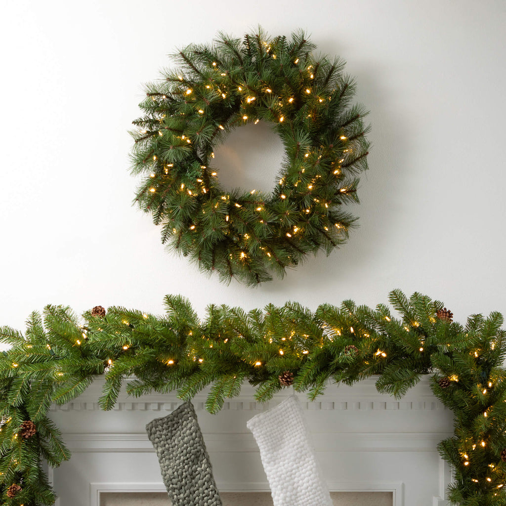 Lit Pine And Cone Garland     