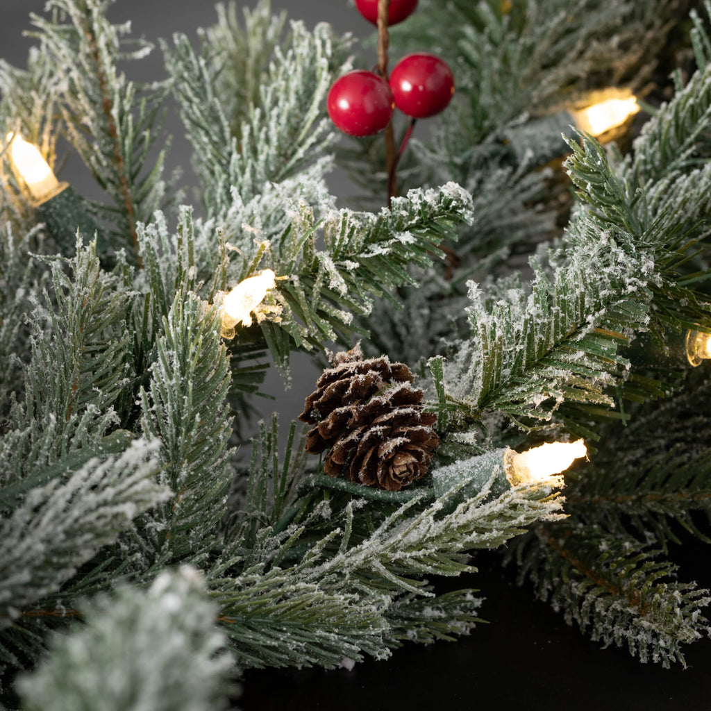 Long Lit Frosted Pine Garland 