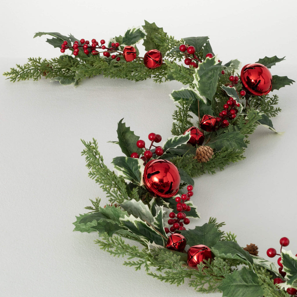 Jingle Bell Holly Pine Garland