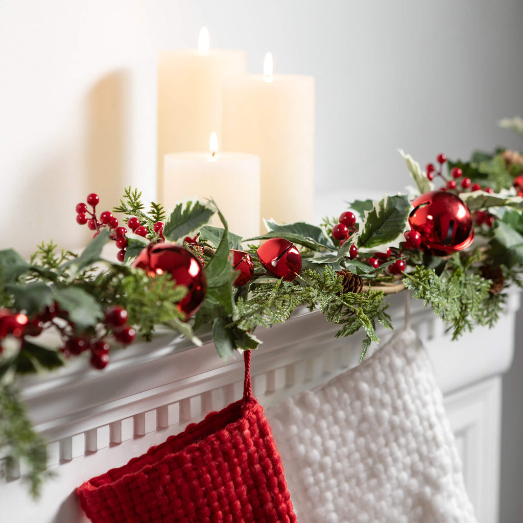 Jingle Bell Holly Pine Garland