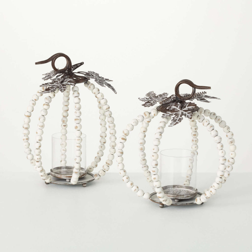 Beaded Pumpkin Pillar Holders 