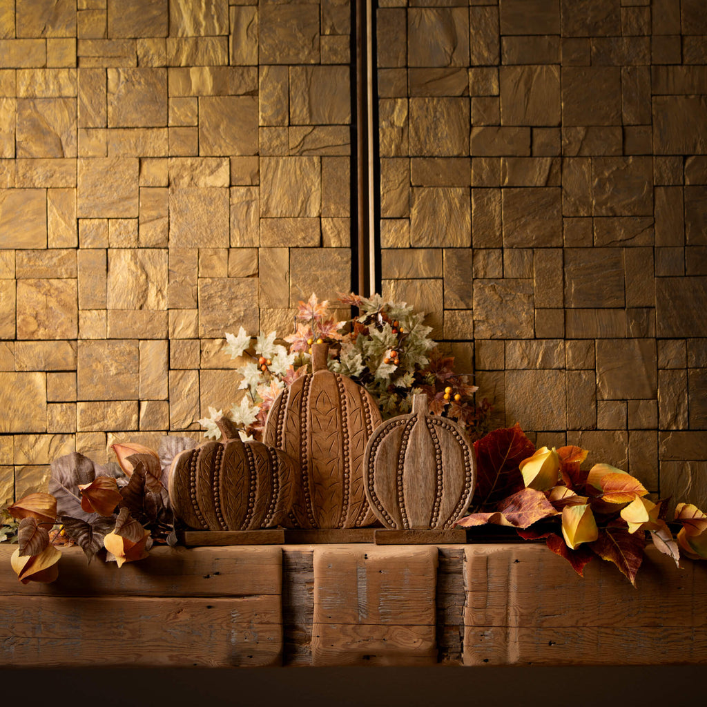 Rustic Wooden Pumpkin Trio    