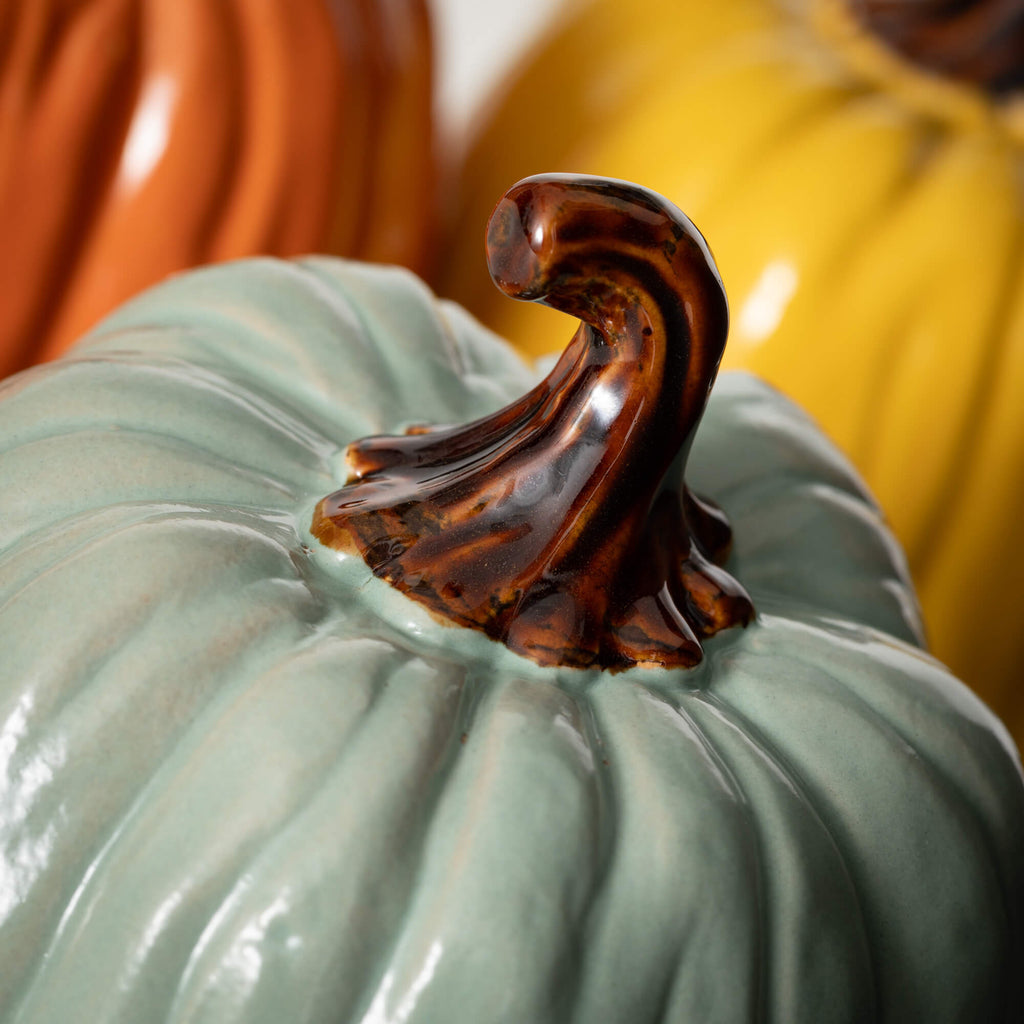 Colored Stoneware Pumpkin Trio