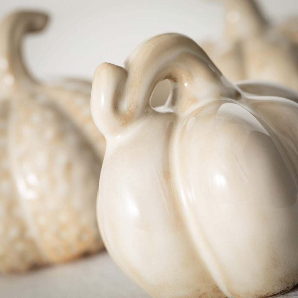 Stoneware Cream Pumpkin Trio  