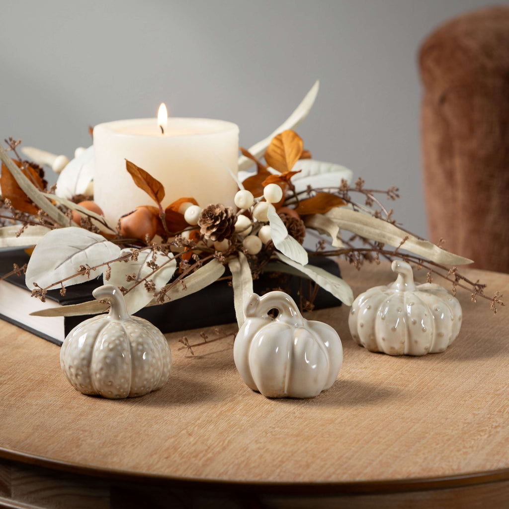 Stoneware Cream Pumpkin Trio  