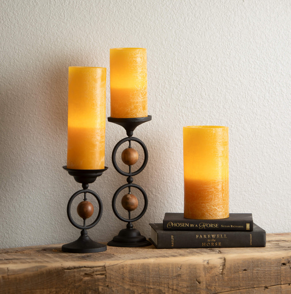 Timber Led Glow Candle - Gold 